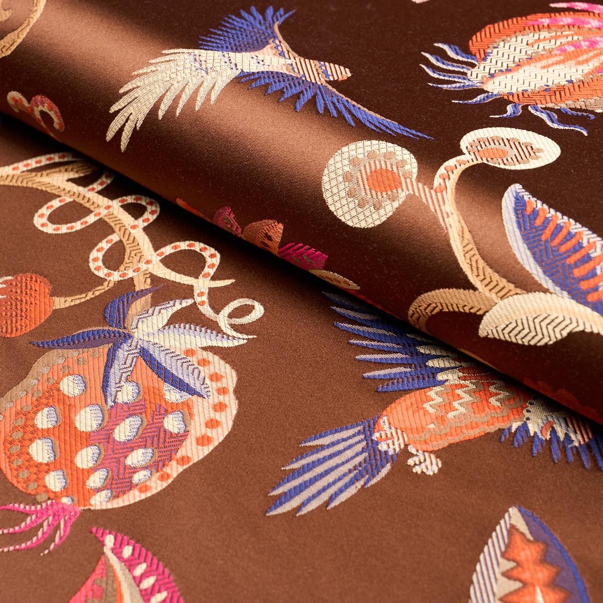 Birds Of Paradise Woven - Chestnut Fabrics | Schumacher