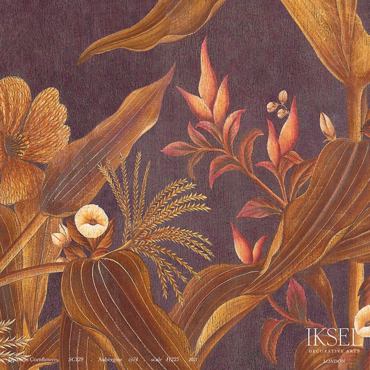 Japanese Cornflowers - Aubergine Wallpapers | Schumacher