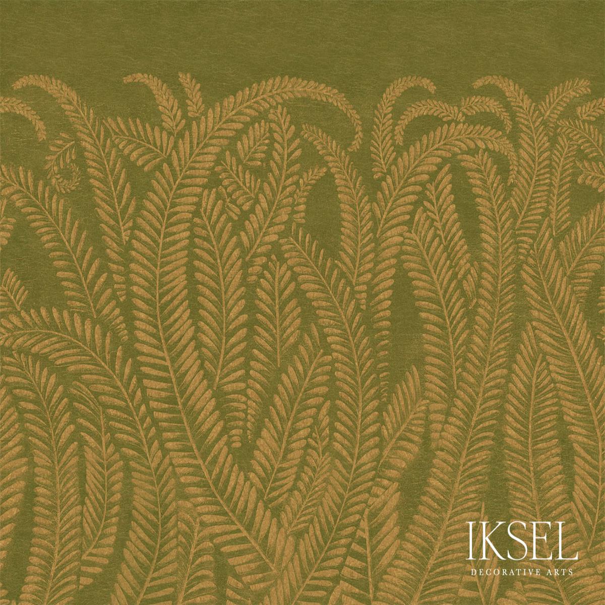 Art Deco Golden Fern - Golden Green Wallpapers | Schumacher