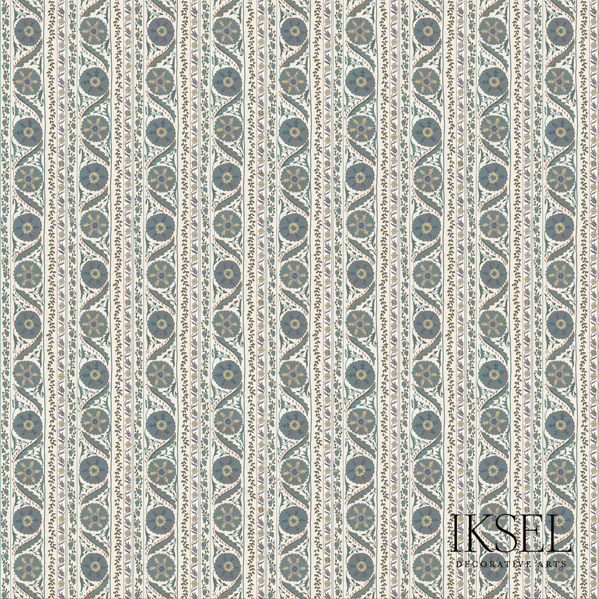 Suzani Borders - Blues Fabrics | Schumacher