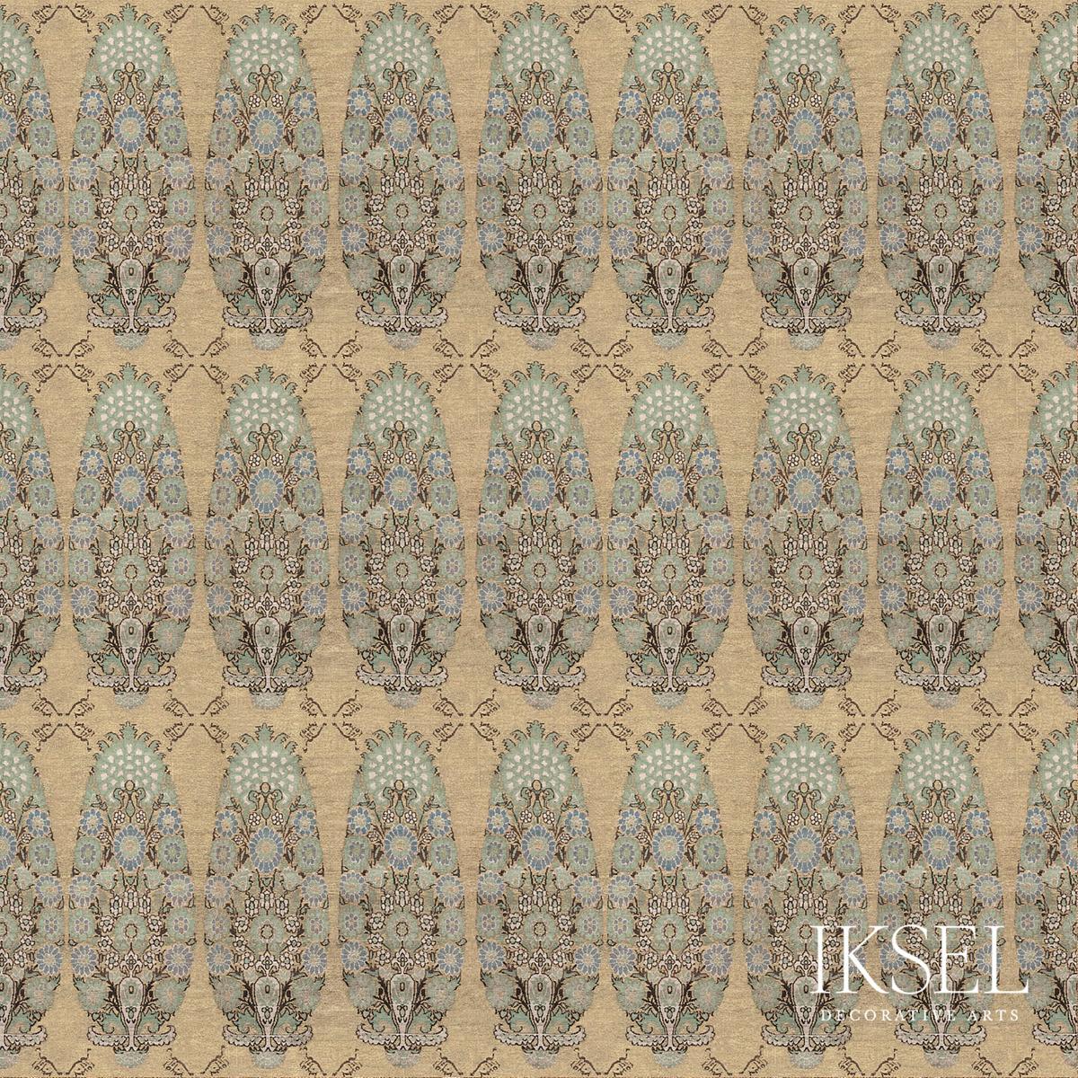 斎藤清「design made in 1954」 Safavid Bouquet - Celadon Fabrics | Schumacher