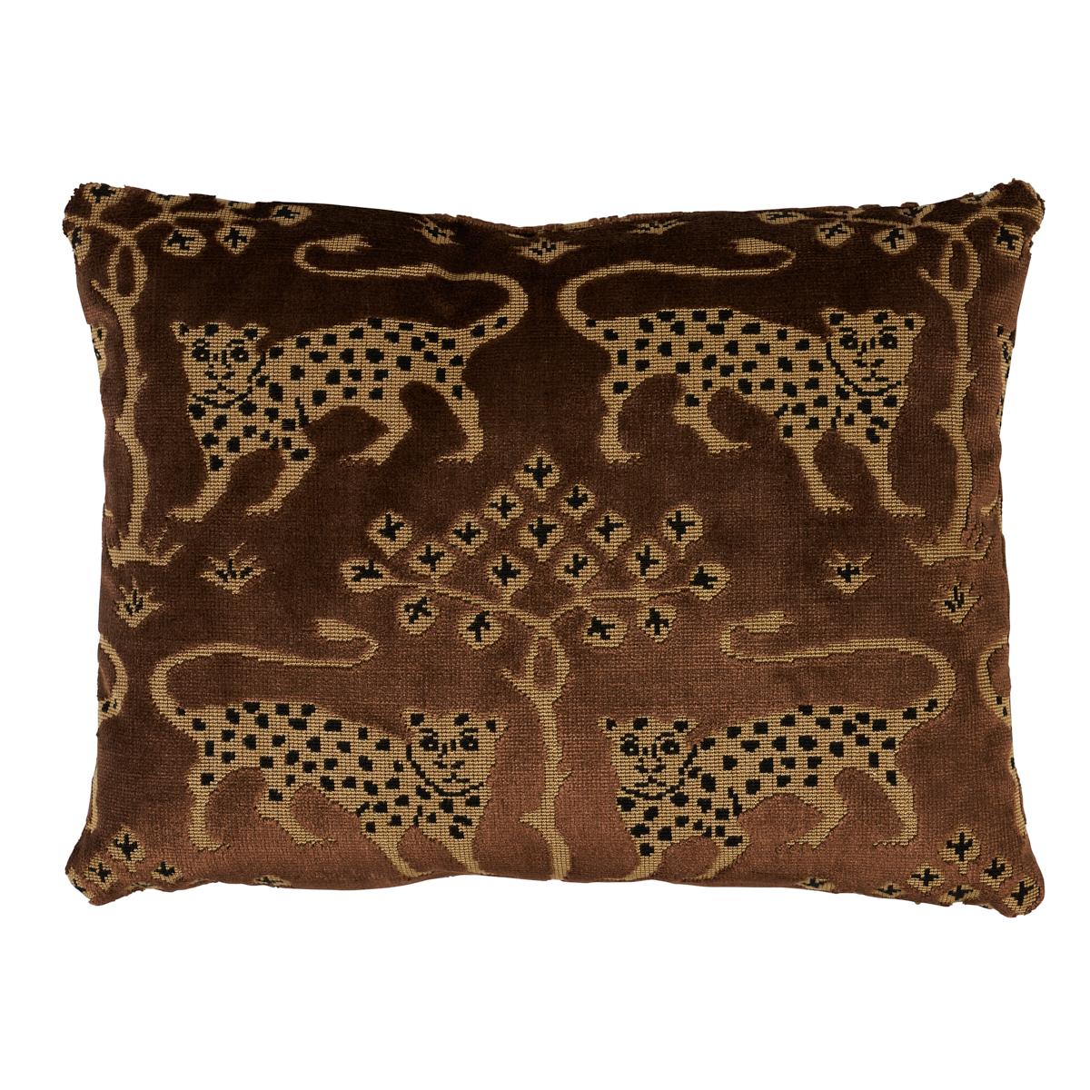 Woodland Leopard Velvet Pillow - Sepia Pillows & Accessories