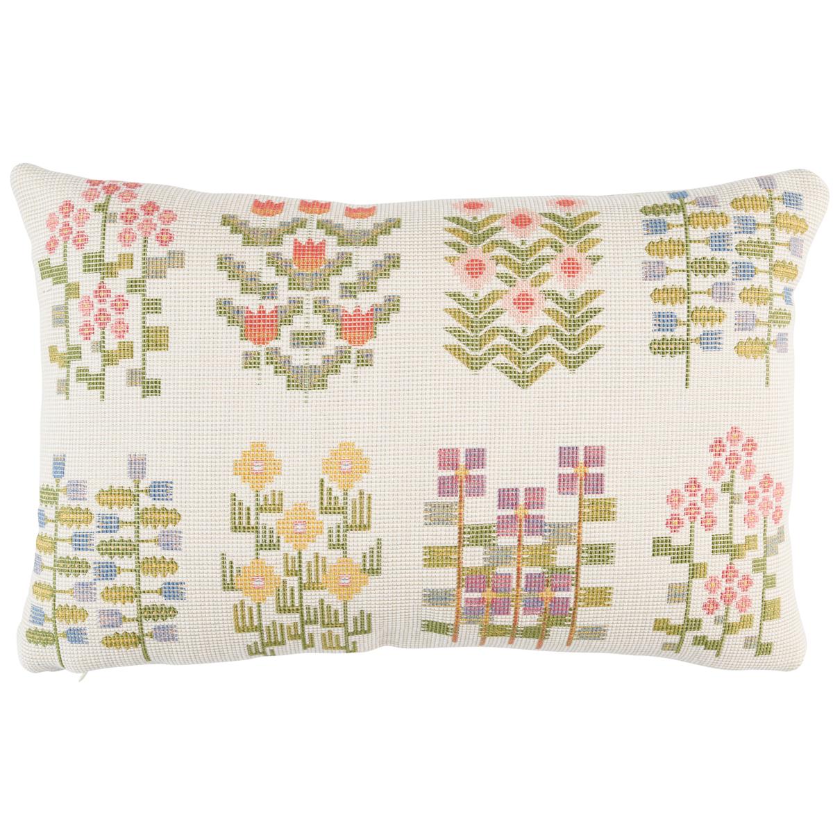 Annika Floral Tapestry Pillow - Multi On Ivory Pillows