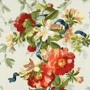 【えむ】Mallorca Back Ribbon Floral Ellesmere Ribbon Floral - Aqua Fabrics | Schumacher